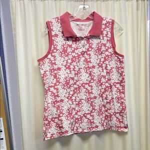 Eddie Bauer Pink Floral Sleeveless Blouse